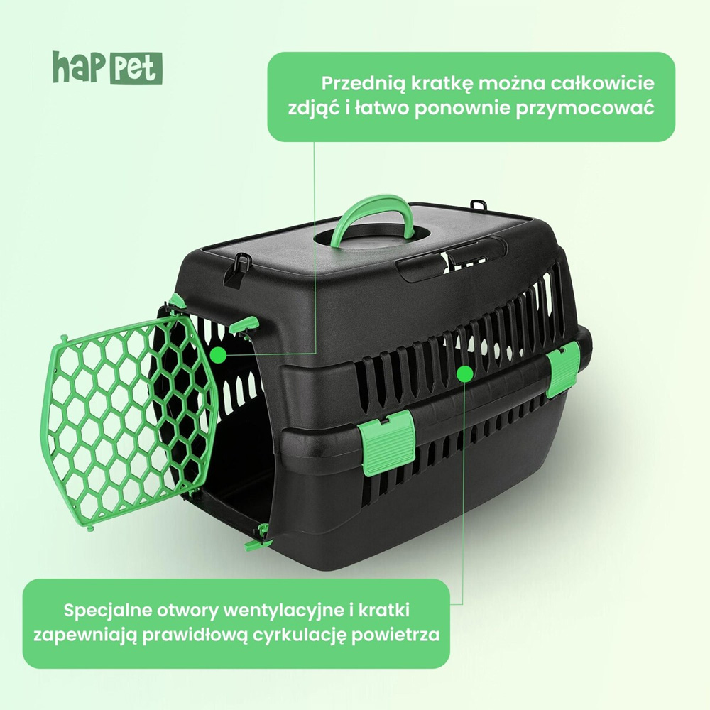 Happet Transporter Teddy M 42x30x30cm Zielony Plastikowy